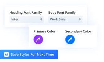 Divi AI ensures brand consistency by applying your set colors, fonts, and design guidelines across all generated content, maintaining a cohesive and professional appearance on your website.