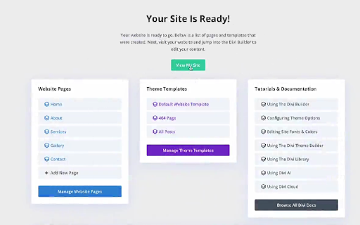 Divi Quick Sites will take care of the rest, setting up your entire website in less than a minute.